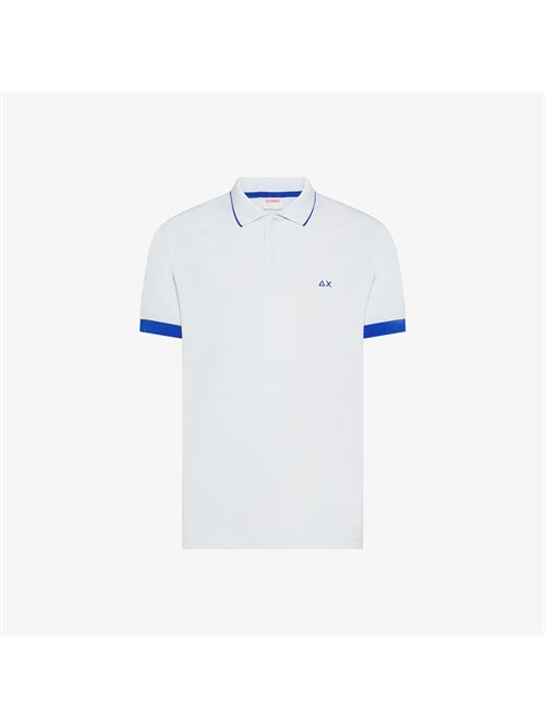 Polo con bordi fluo in cotone bianco